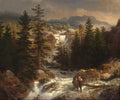 Andreas Achenbach A Fisherman Inspecting His Catch near a Mountain Torrent 1865 Fine Art Print
