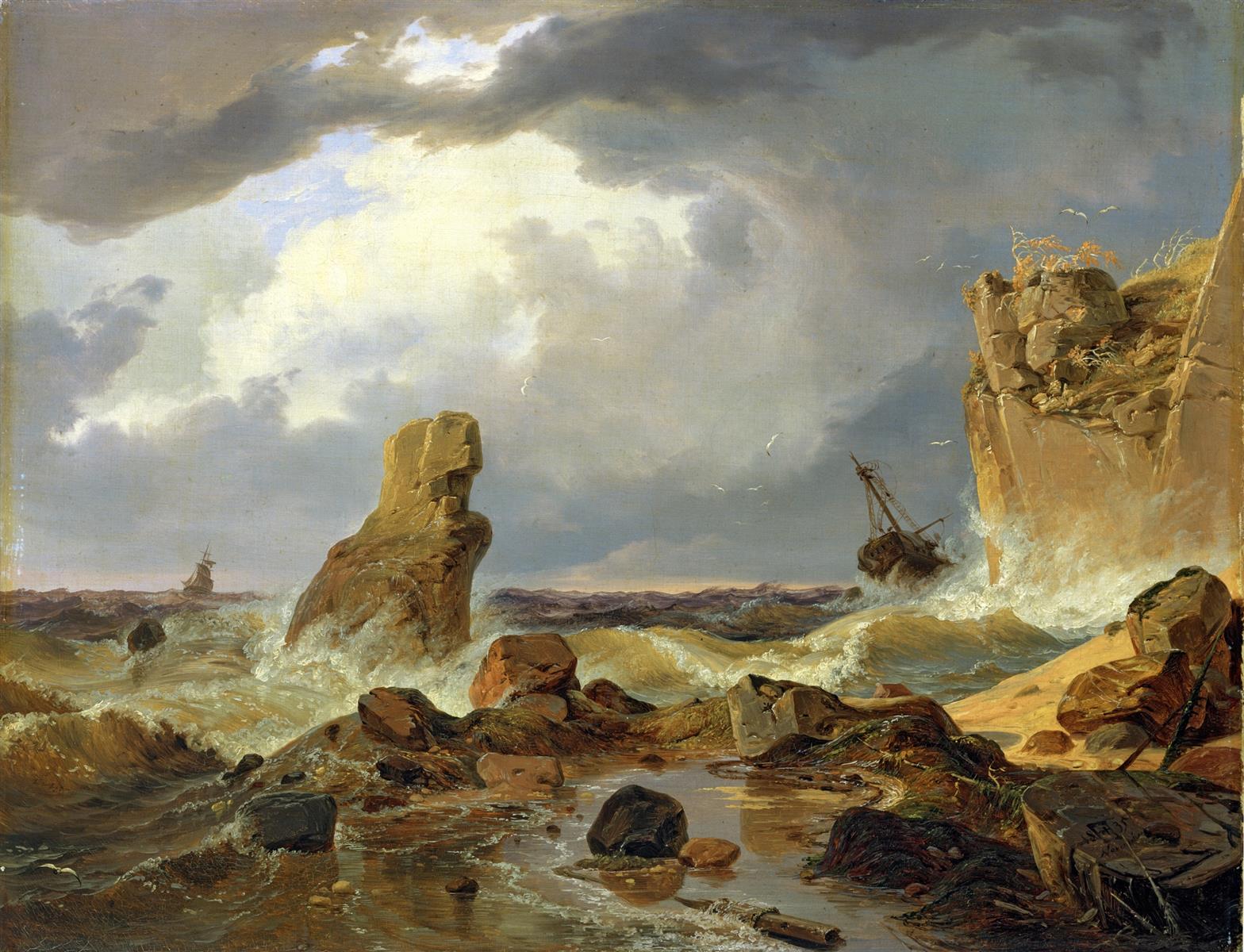 Andreas Achenbach Surf on a Rocky Coast 1835 Fine Art Print