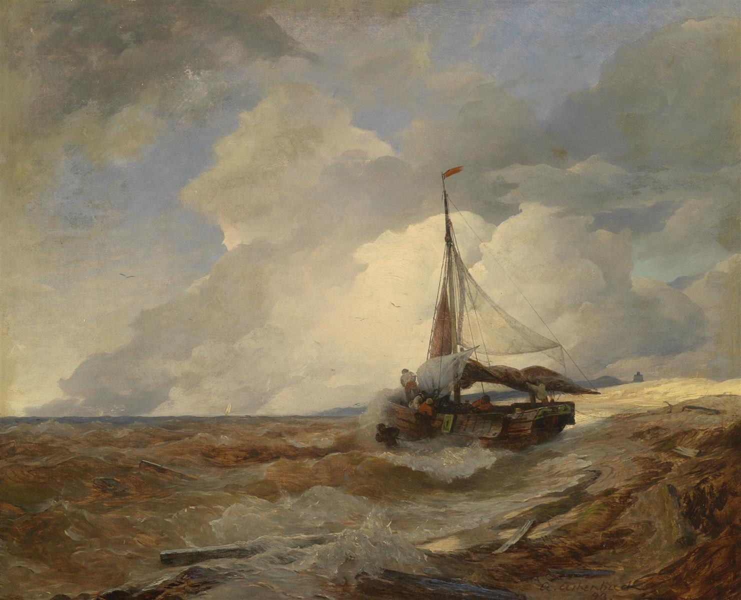 Andreas Achenbach Fischerboot in Seenot 1893 Fine Art Print