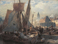Andreas Achenbach Fish Market in Ostend 1876 Fine Art Print
