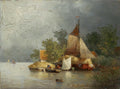 Andreas Achenbach River Landscape with Barges 1877 Fine Art Print