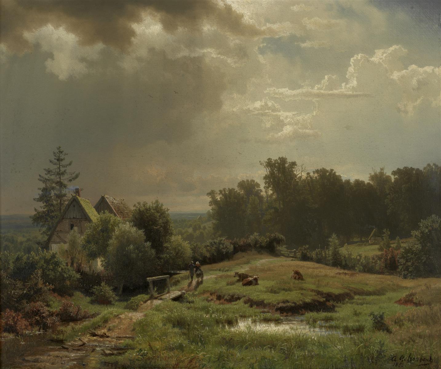 Andreas Achenbach Hilly Landscape With Cloudy Sky 1852 Fine Art Print