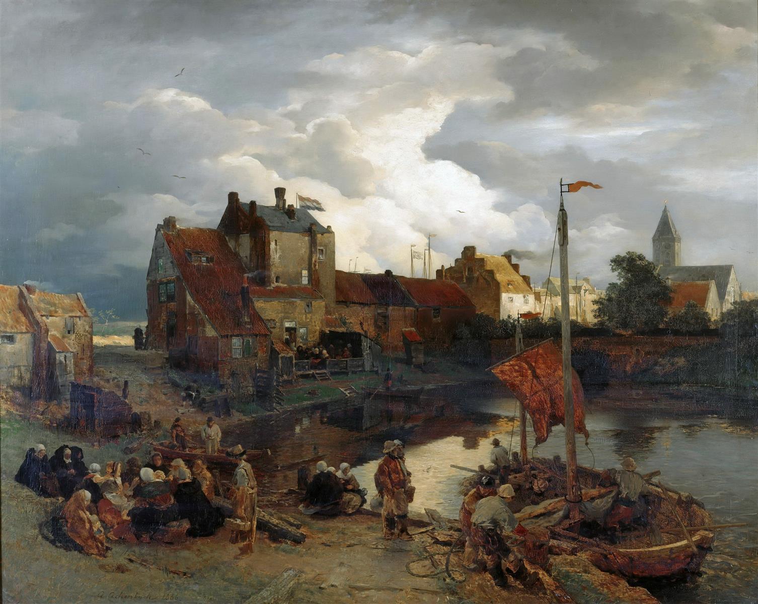 Andreas Achenbach In the Port of Ostend 1866 Fine Art Print
