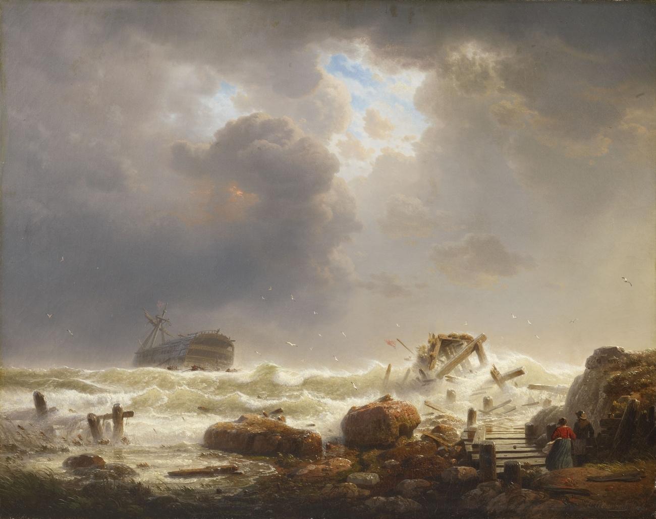 Andreas Achenbach Storm On The Coastline 1846 Fine Art Print