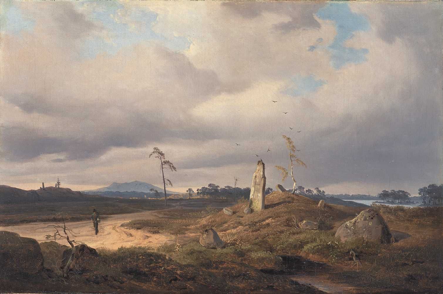 Andreas Achenbach Landscape with Rune Stone 1841 Fine Art Print