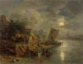 Andreas Achenbach Nocturnal Coastal Landscape with Fishermen 1890 Fine Art Print