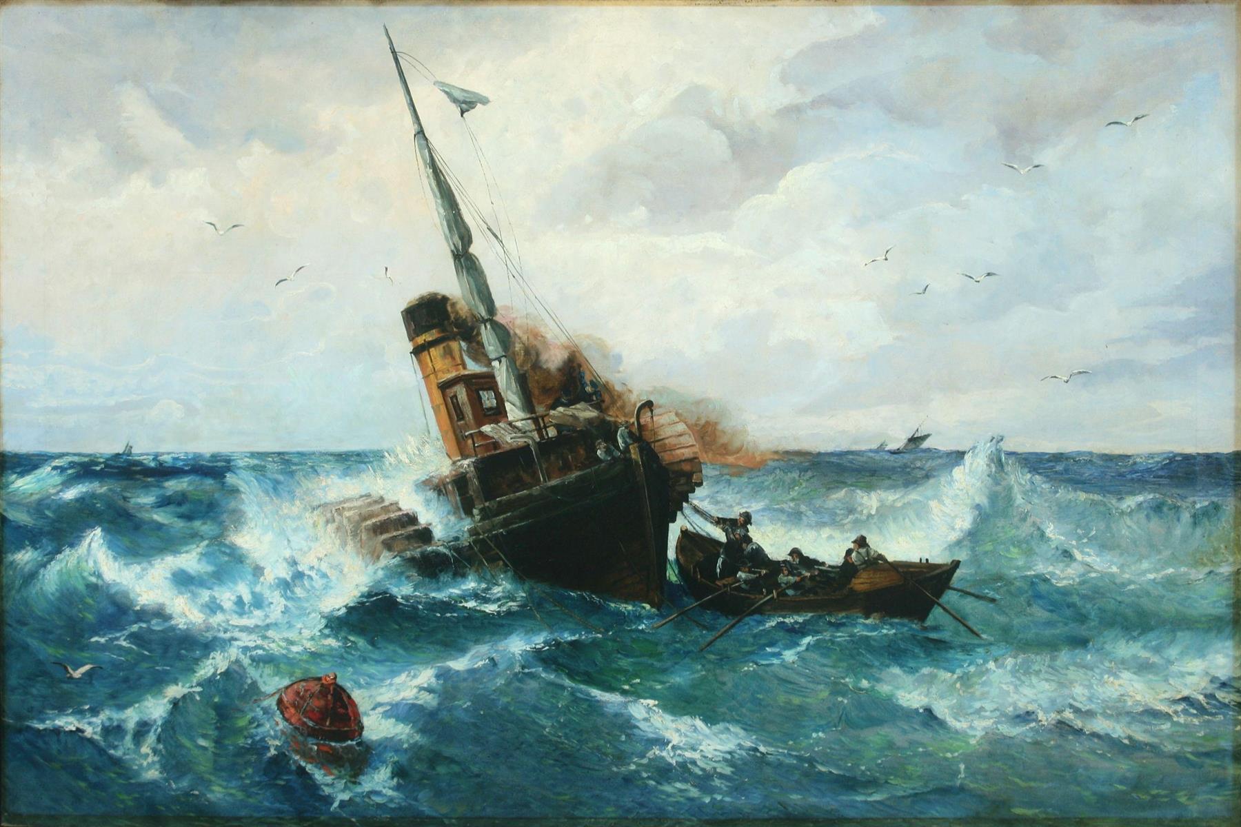 Andreas Achenbach Paddlesteamer in Stormy Weather 1877 Fine Art Print