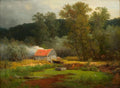 Andreas Achenbach Shed By A Lake in Wooded Hilly Countryside 1862 Fine Art Print