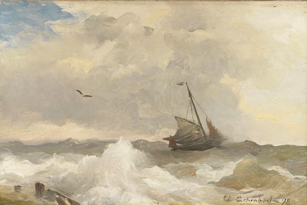 Andreas Achenbach Sailors At Stormy Seas 1898 Fine Art Print
