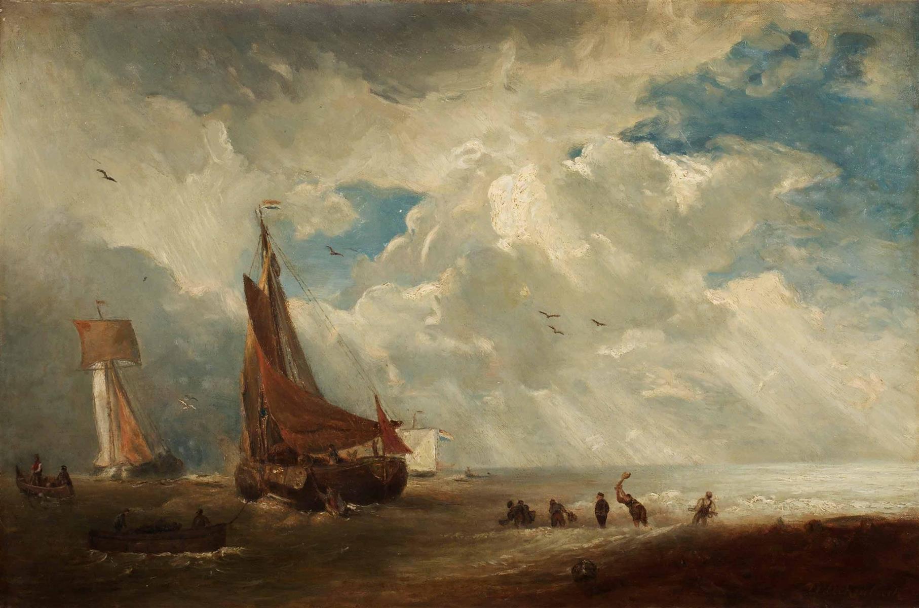 Andreas Achenbach Storm and Rain in a Dutch Harbor 1850 Fine Art Print