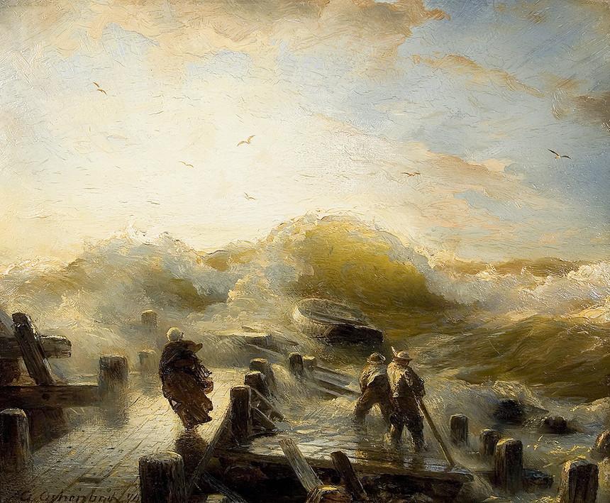 Andreas Achenbach Storm Evening at the Pier 1877 Fine Art Print