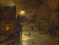 Andreas Achenbach Full Moon Night on the Quay 1896 Fine Art Print