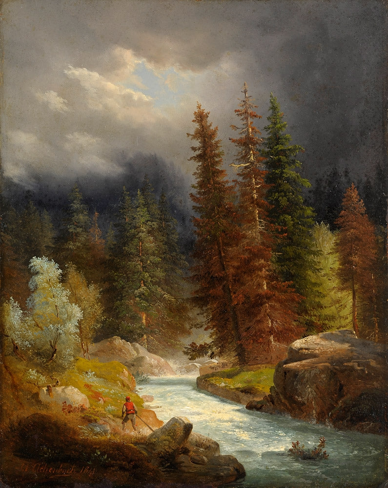 Andreas Achenbach Hikers At A Torrent 1841 Fine Art Print