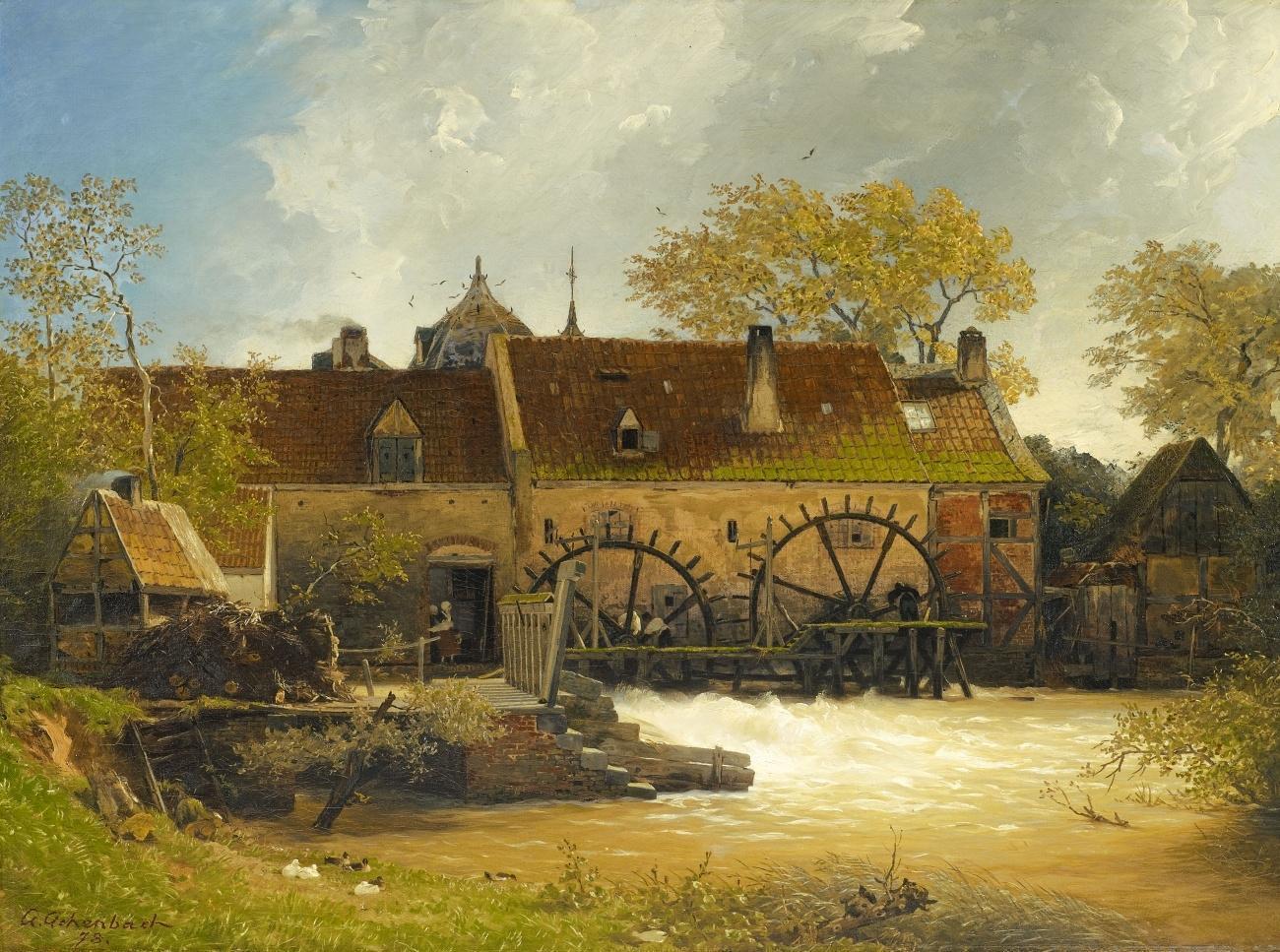 Andreas Achenbach Water Mill on the River 1878 Fine Art Print