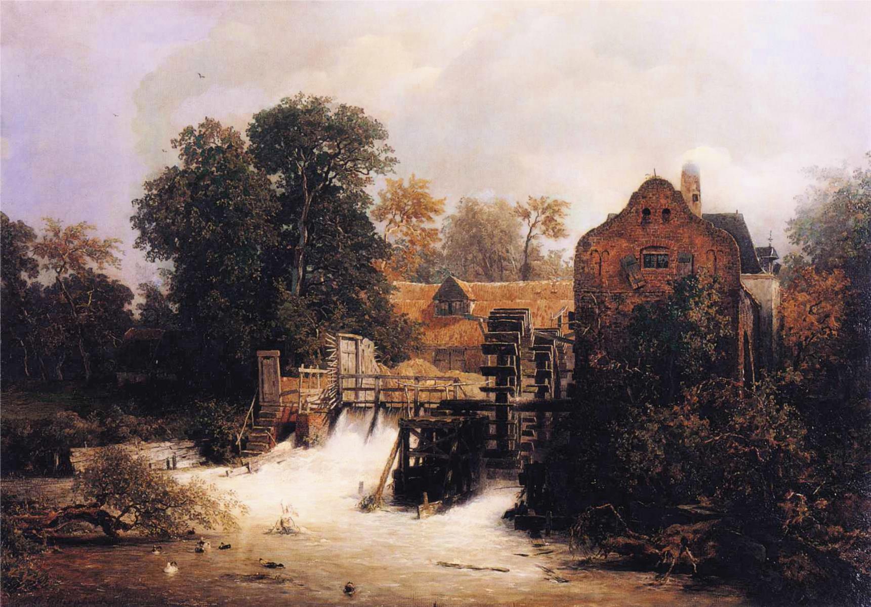 Andreas Achenbach Westphalian Mill 1869 Fine Art Print
