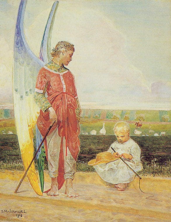 Jacek Malczewski Angel and the LIttle Shepherd Boy 1903 Fine Art Print
