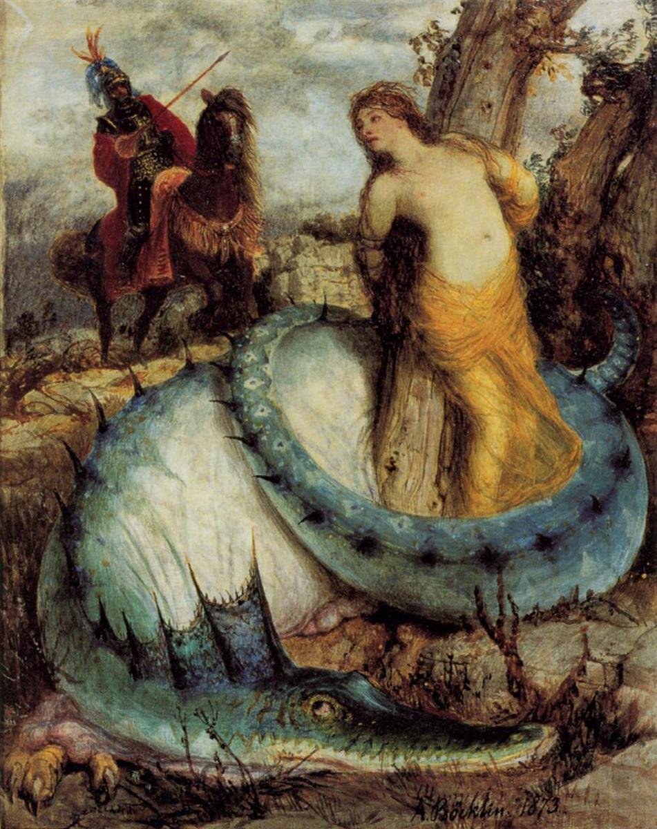 Arnold Böcklin Angelika, Guarded by a Dragon (Angelica and Ruggiero) 1872 Fine Art Print