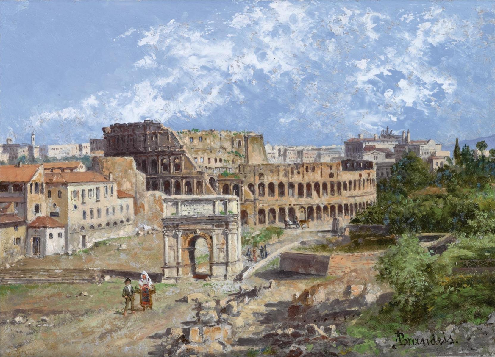 Antonietta Brandeis View of the Colosseum and the Arch of Constantine 1872 Fine Art Print