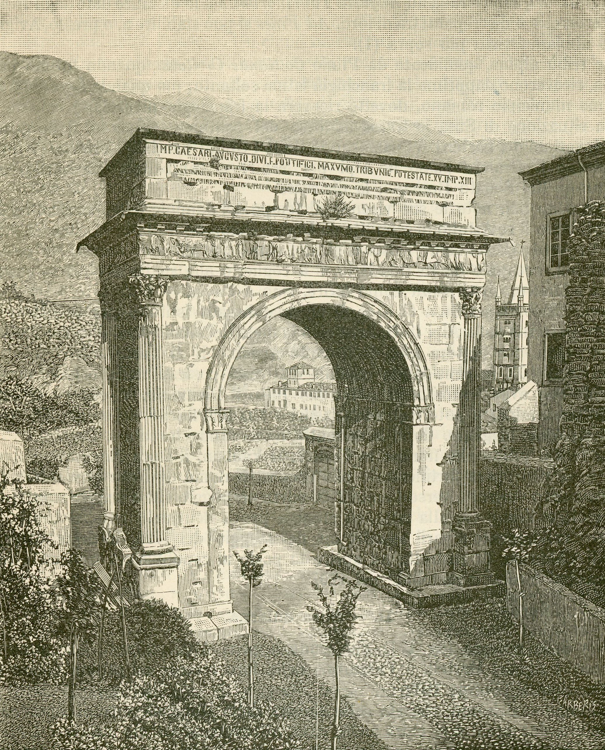 Giuseppe Barberis Arco Di Cesare Augusto a Susa 1890 Fine Art Print