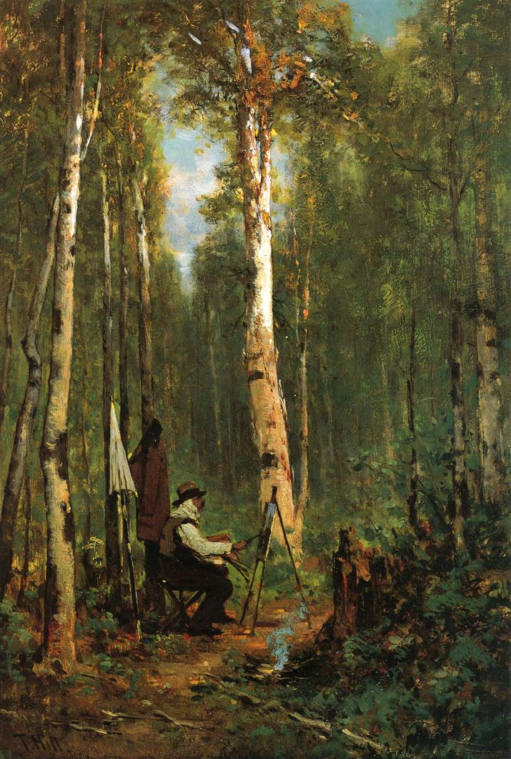 Thomas Hill Artist at His Easel in the Woods 1907 Fine Art Print