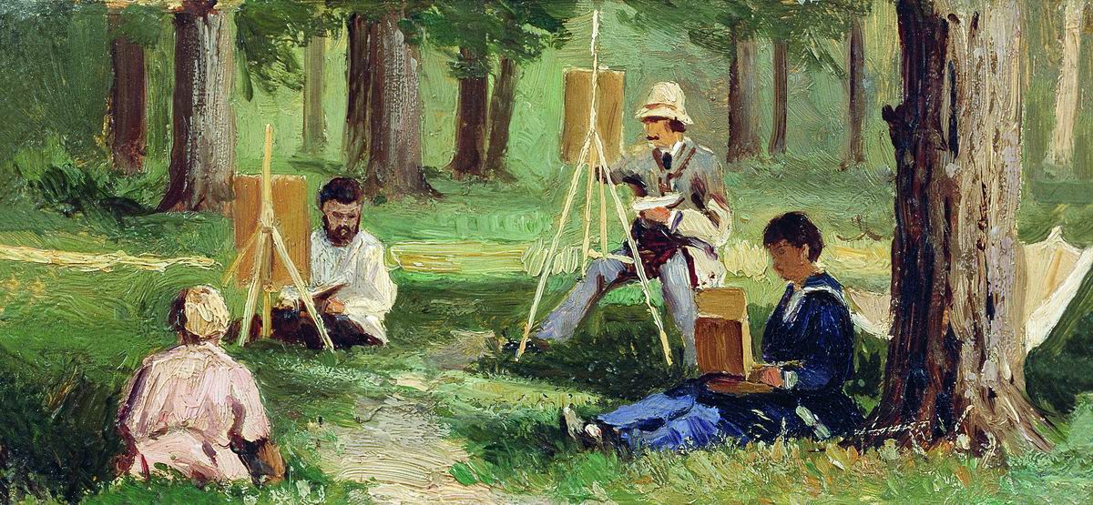 Efim Volkov Artists in the Open Air 1888 Fine Art Print