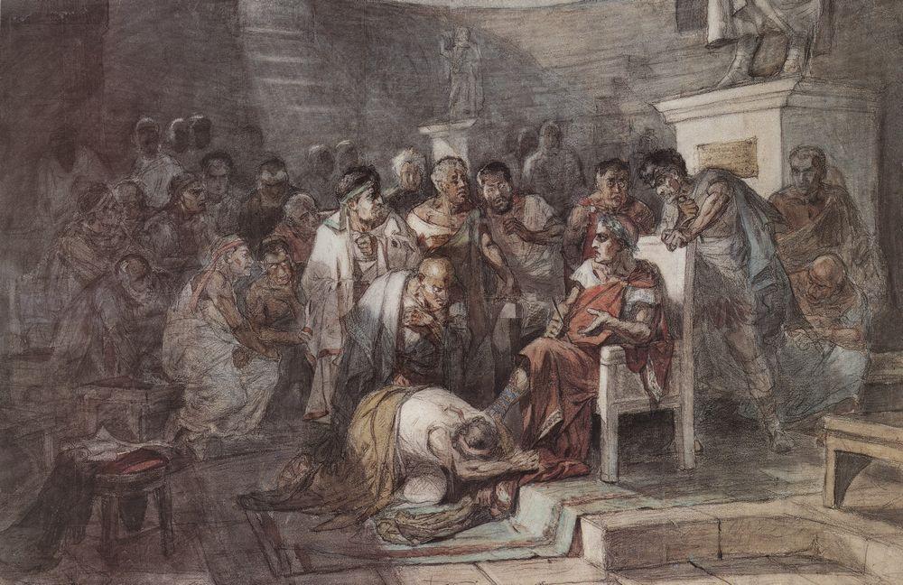Vasily Surikov Assassination of Julius Caesar 1875 Fine Art Print