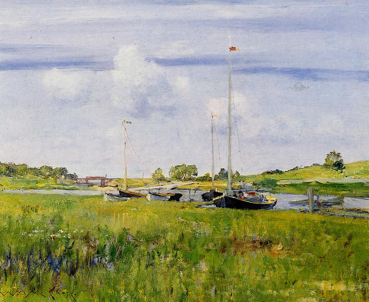 William Merritt Chase At the Boat Landing 1902 Fine Art Print
