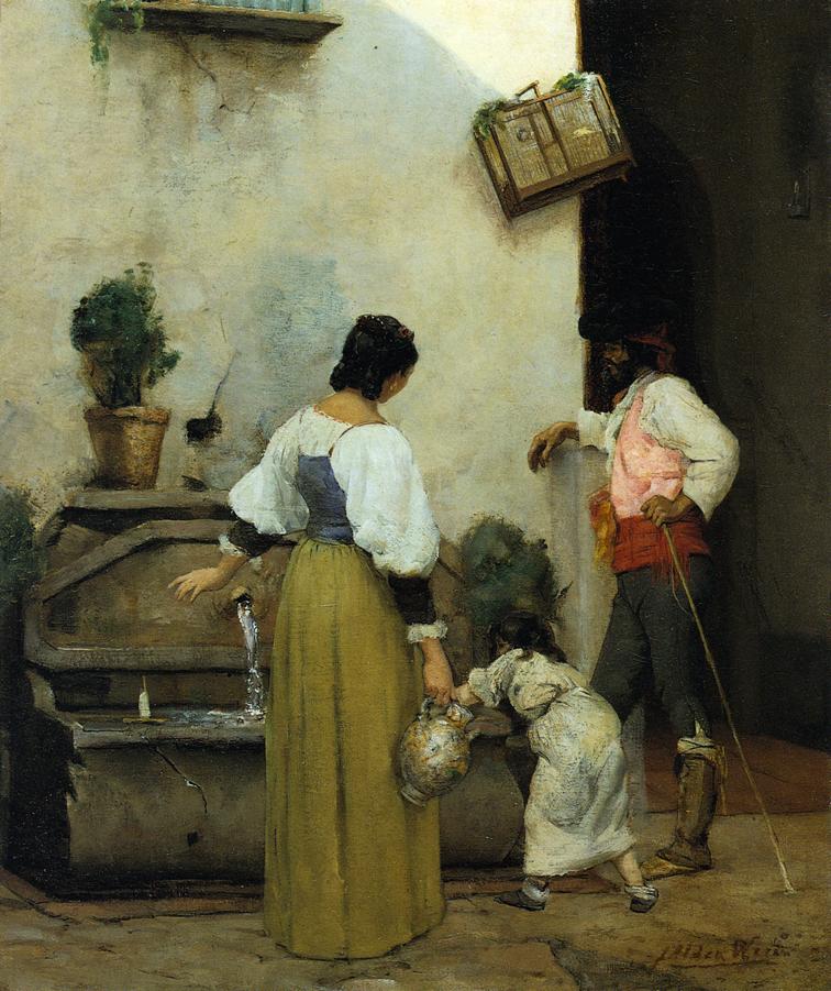 Julian Alden Weir At the Water Trough 1876-1877 Fine Art Print