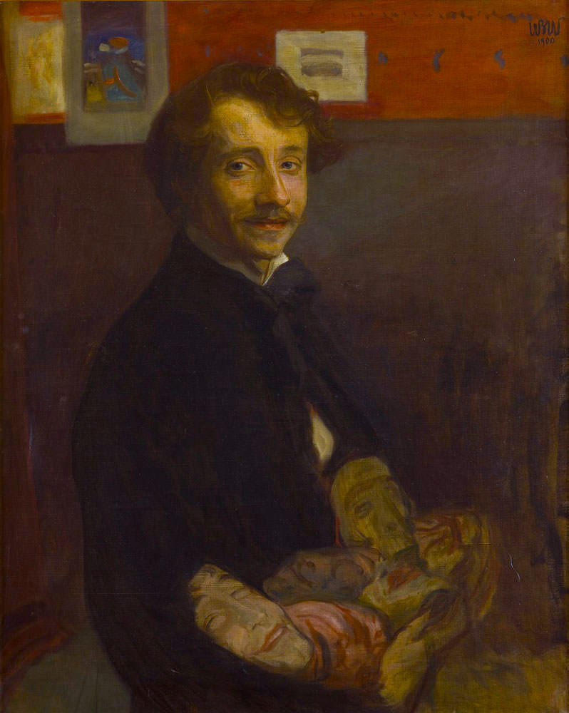 Wojciech Weiss Self-Portrait with Masks 1900 Fine Art Print