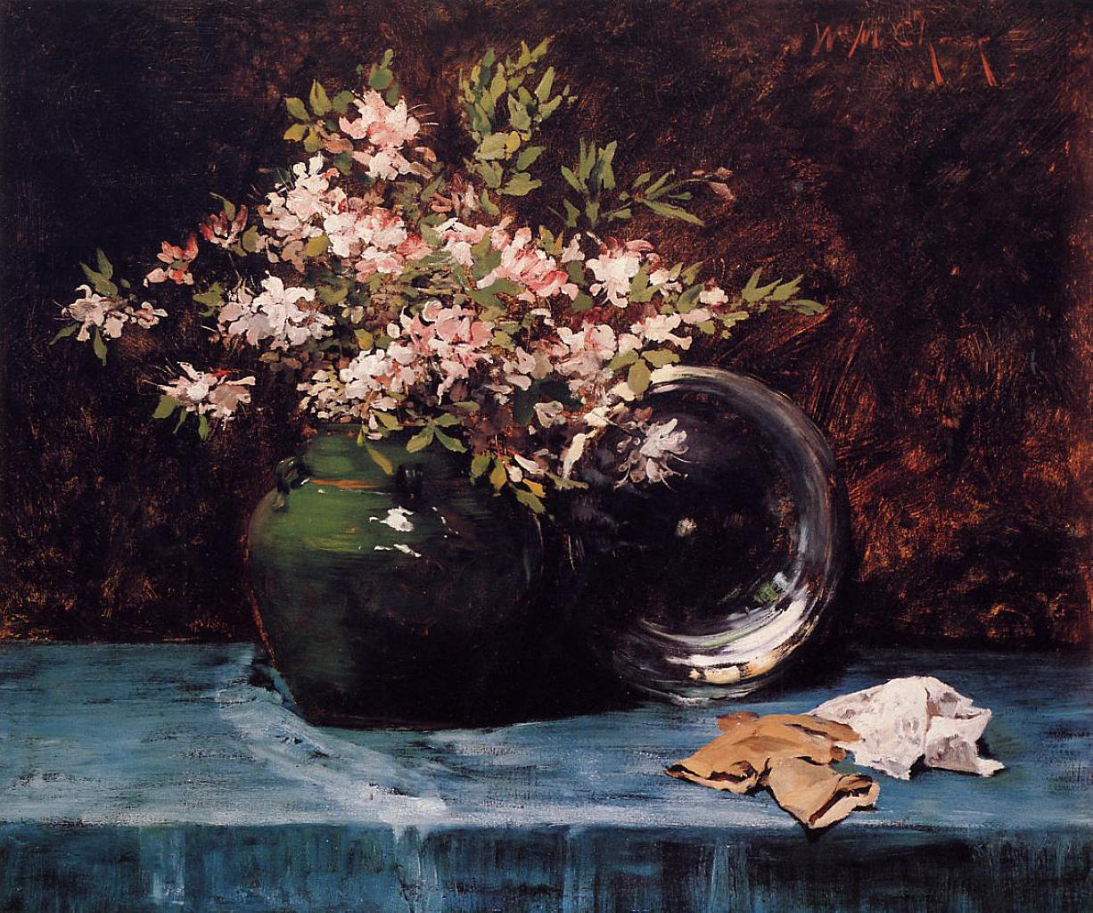 William Merritt Chase Azaleas 1882 Fine Art Print
