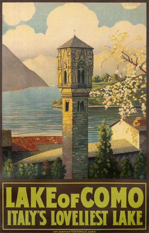 Lake Como Italy Vintage Travel Poster Italian 1920 Fine Art Print