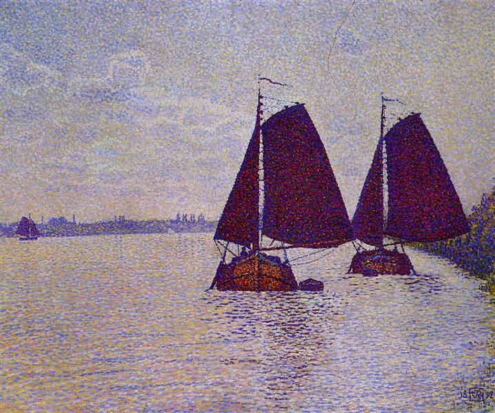 Theo van Rysselberghe Barges on the River Scheldt 1892 Fine Art Print