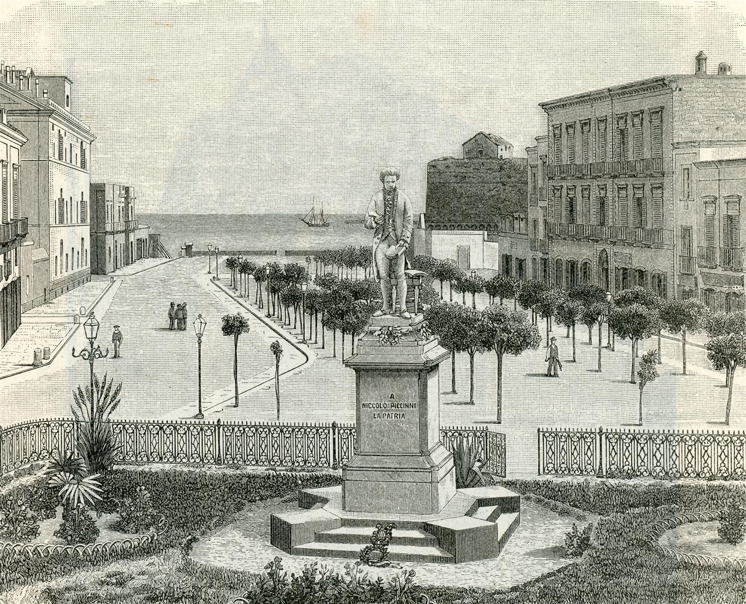 Giuseppe Barberis Piazza Della Prefettura E Monumento a Nicolò Piccinni 1898 Fine Art Print