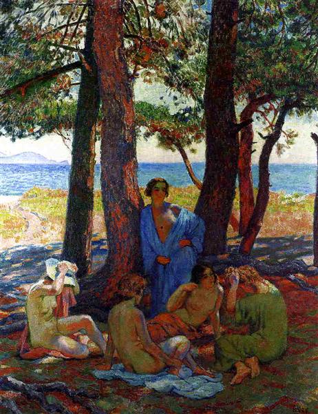 Theo van Rysselberghe Bathers under the Pines by the Sea 1926 Fine Art Print