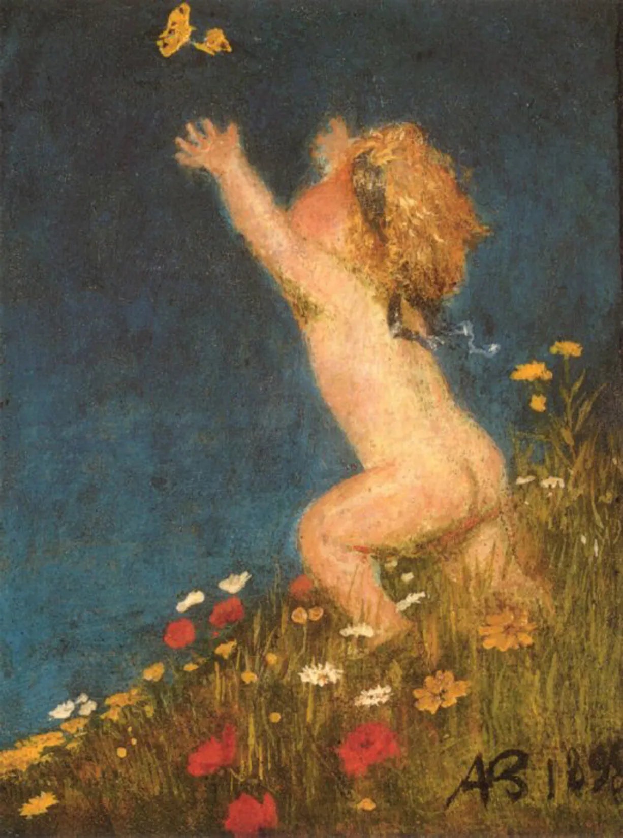 Arnold Böcklin Putto and Butterfly 1896 Fine Art Print
