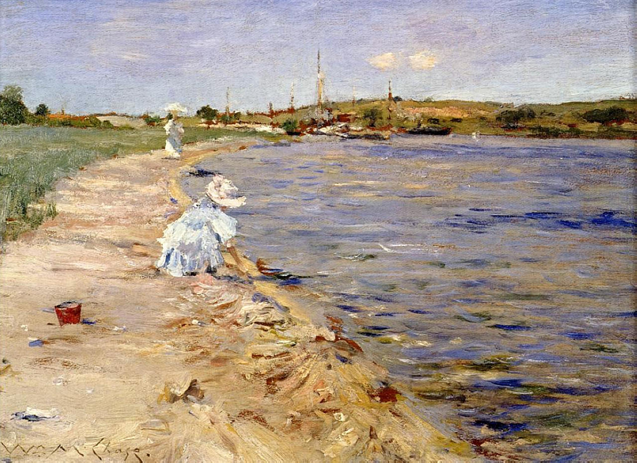William Merritt Chase Beach Scene - Morning at Canoe Place 1896 Fine Art Print