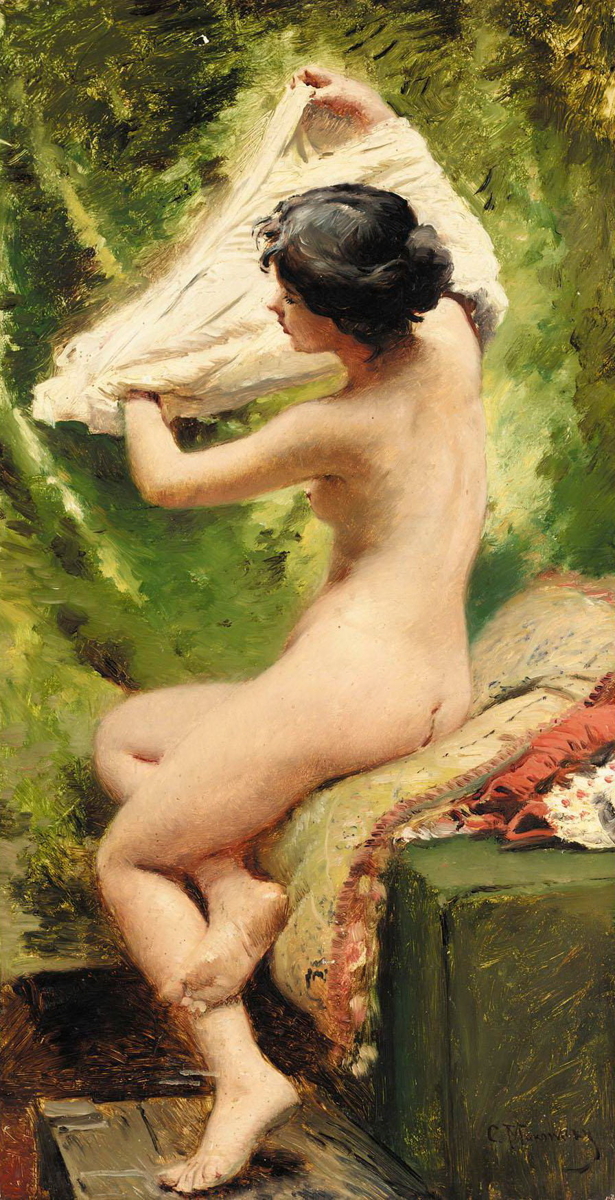 Konstantin Makovsky Beauty Preparing to Bathe 1915 Fine Art Print