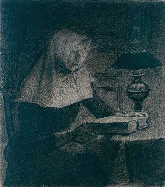Xavier Mellery Beguine, Reading Under The Lamp 1890 Fine Art Print