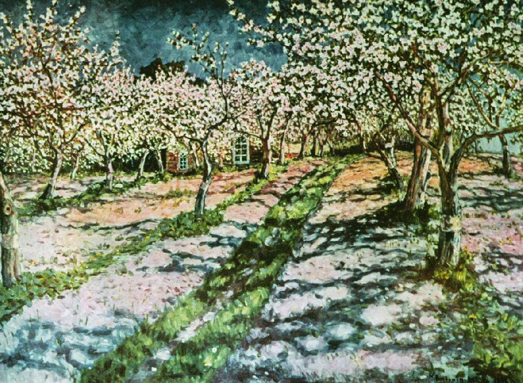 Nikolay Bogdanov Belsky Bloomy Apple Garden 1936 Fine Art Print