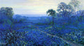 Robert Julian Onderdonk Bluebonnet Landscape with Catci, Road and Mountain Laurel 1915 Fine Art Print