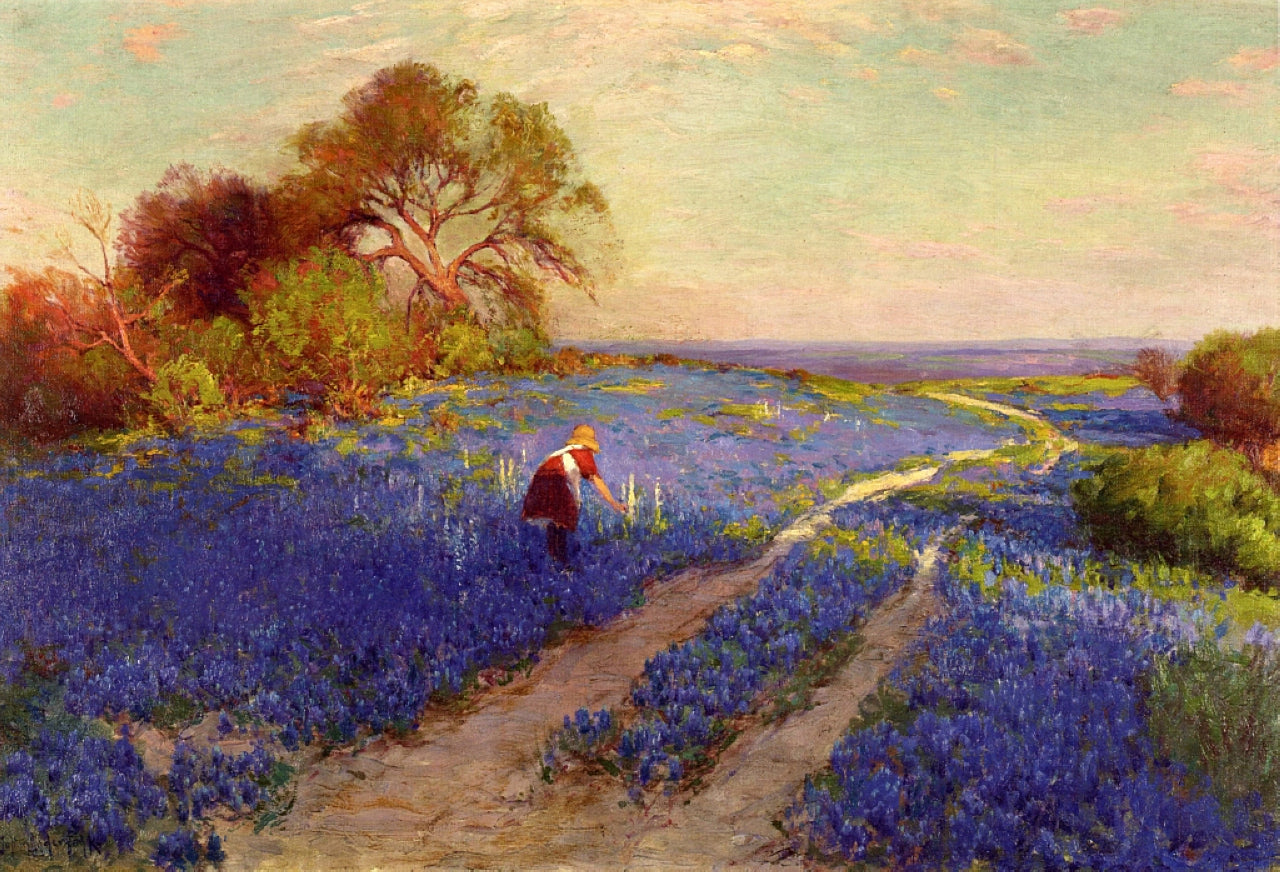 Robert Julian Onderdonk Bluebonnet Scene with a Girl 1920 Fine Art Print