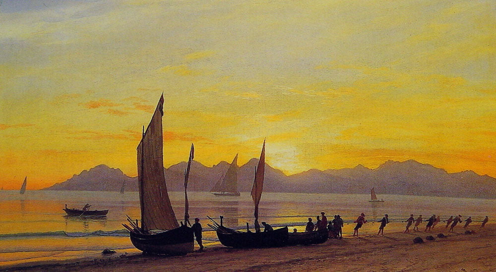 Albert Bierstadt Boats Ashore at Sunset 1857 Fine Art Print