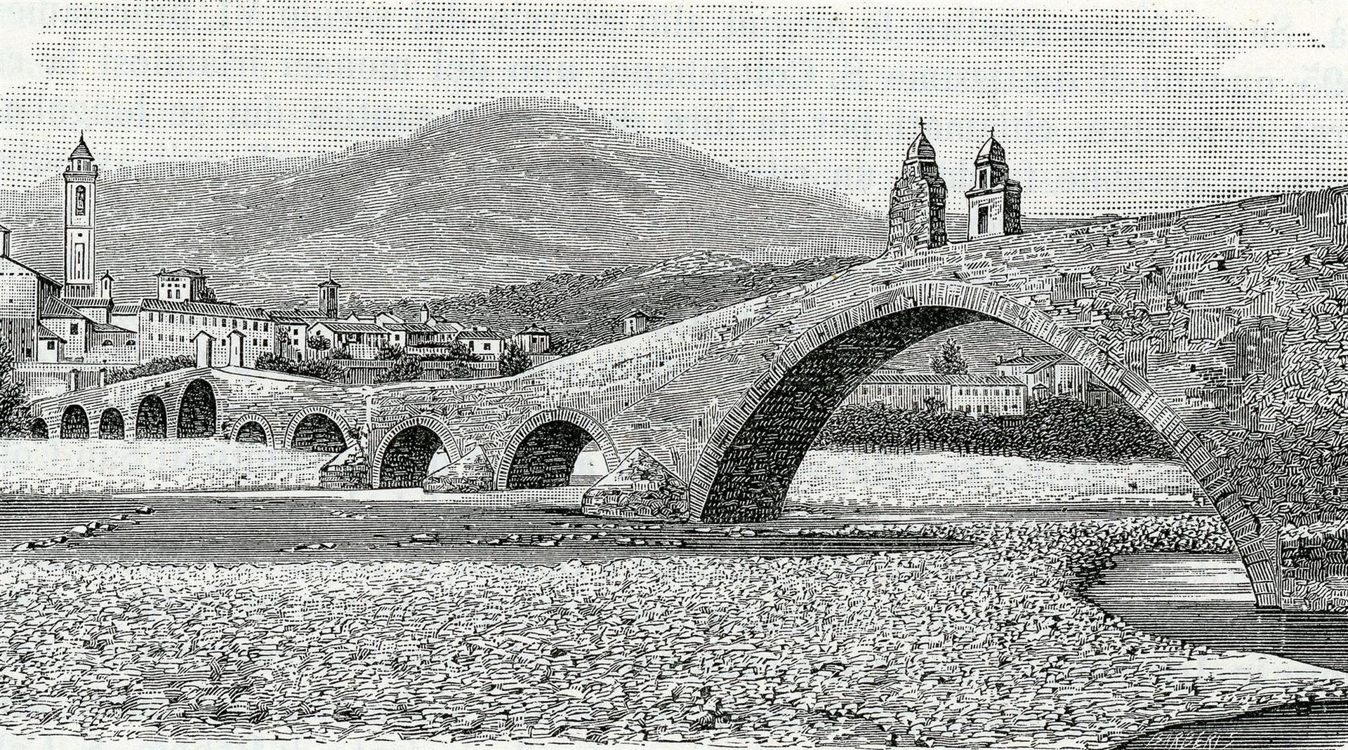 Giuseppe Barberis Antico Ponte in Pietra Sulla Trebbia 1890 Fine Art Print