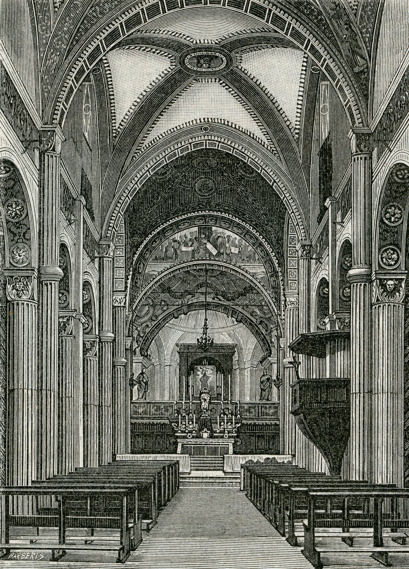 Giuseppe Barberis Interno Della Chiesa Di San Colombano 1890 Fine Art Print