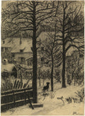 Xavier Mellery Farmhouses Under The Snow 1890 Fine Art Print