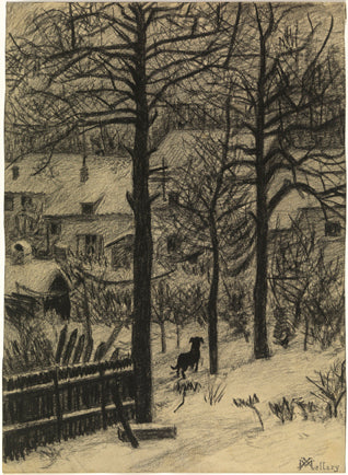 Xavier Mellery Farmhouses Under The Snow 1890 Fine Art Print