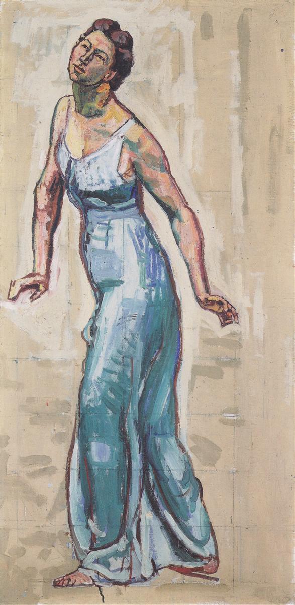 Ferdinand Hodler Border woman figure in blue Gwand 1915 Fine Art Print