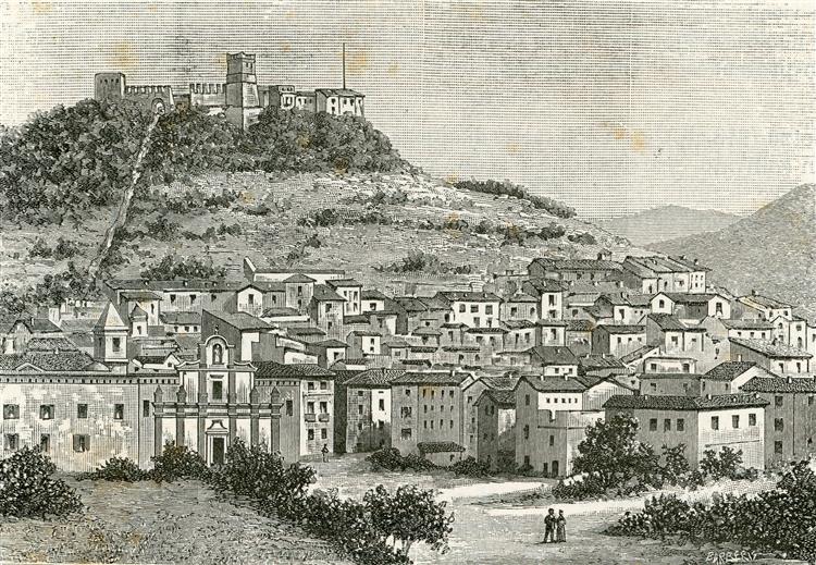 Giuseppe Barberis Veduta Del Paese E Del Soprastante Castello Dei Malaspina 1895 Fine Art Print