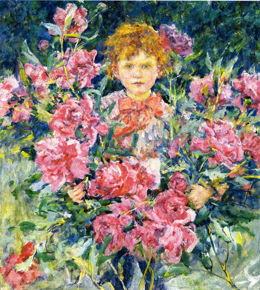Robert Lewis Reid Boy with Red Peonies 1910 Fine Art Print