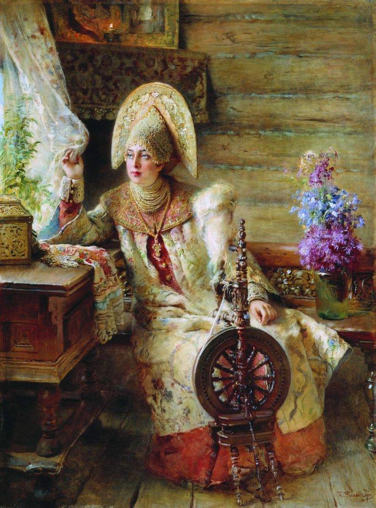 Konstantin Makovsky Boyaryshnya by the Window 1890 Fine Art Print